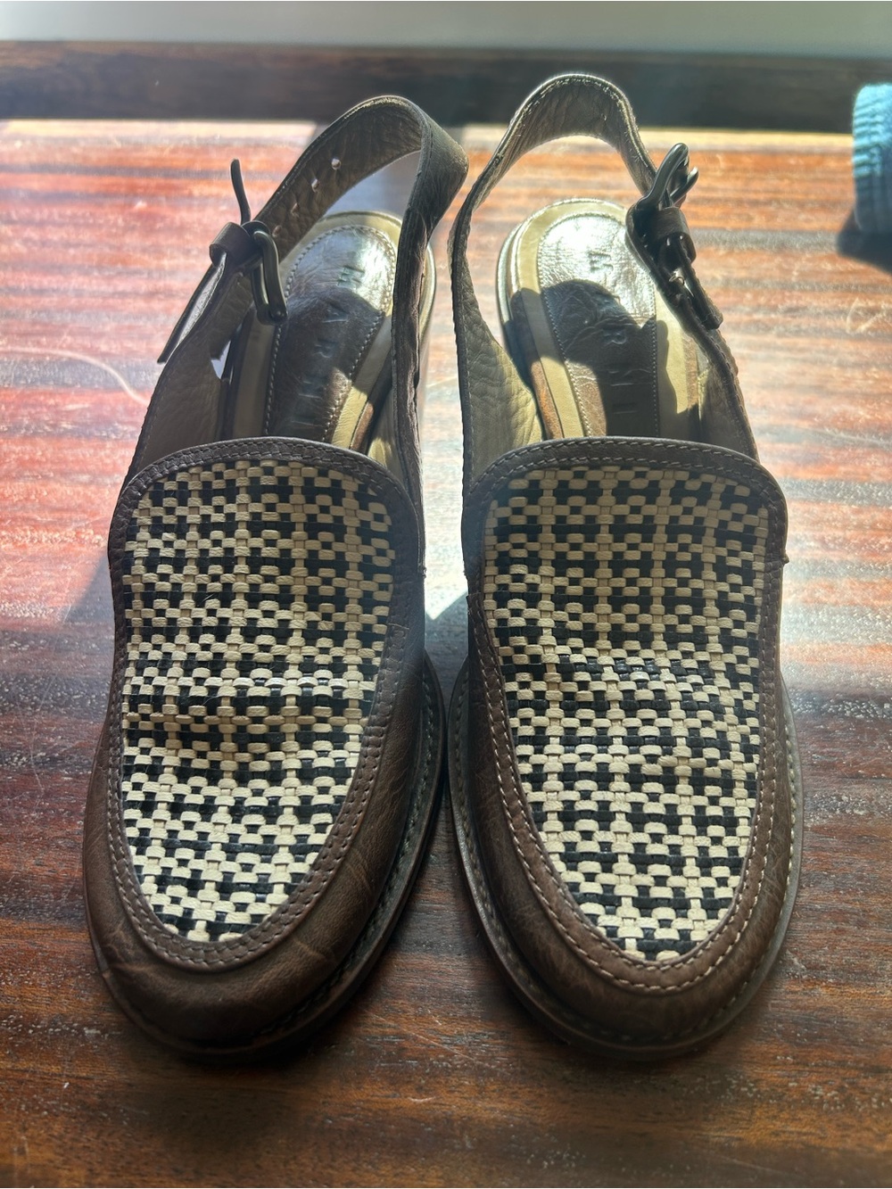 Vintage Marni Raffia Patterned Slingback loafers pumps Sandals 37